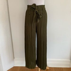 Pleats Please Wide Leg Belted Trouser Pants.